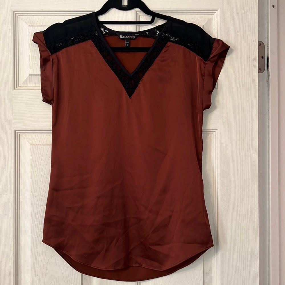 Express brown top with lace detail